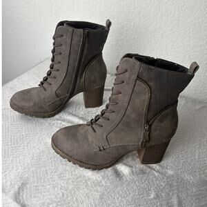 SO Authentic American Heritage Womens Brown Block Heel Lace-Up Boots Size 10M